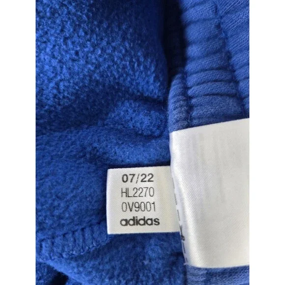 Adidas Pants Mens L Tall Blue French Terry Tapered Cuff Stripes HL2270 Athletic - Picture 10 of 10